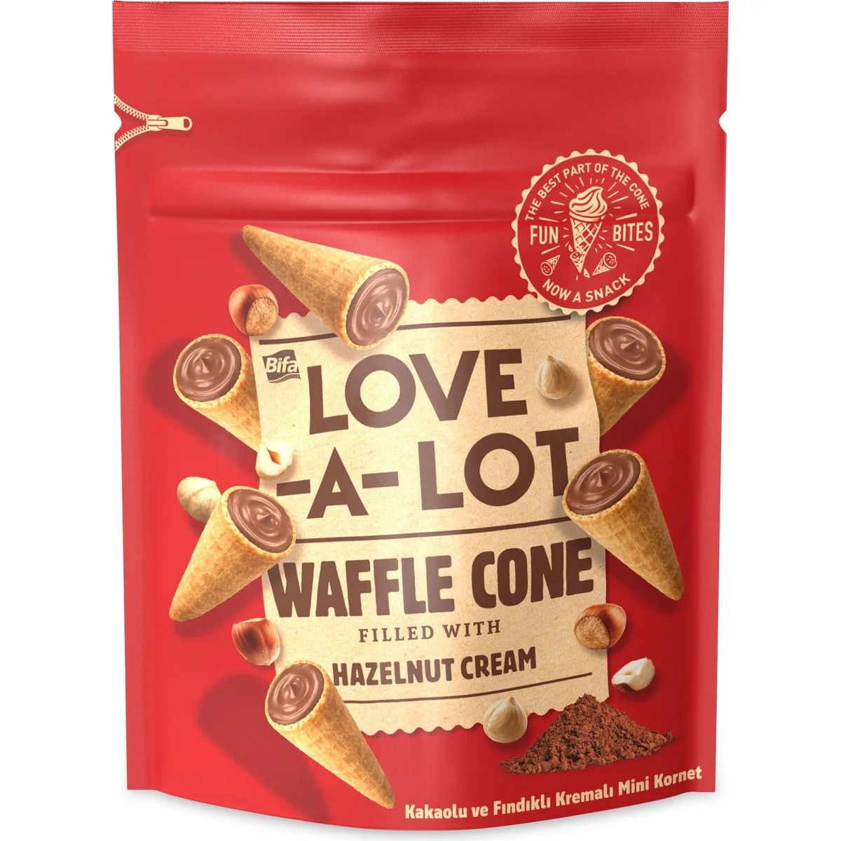 Napolitană Bifa Love-a-Lot cornet cu cremă 55 g — imaginea 1