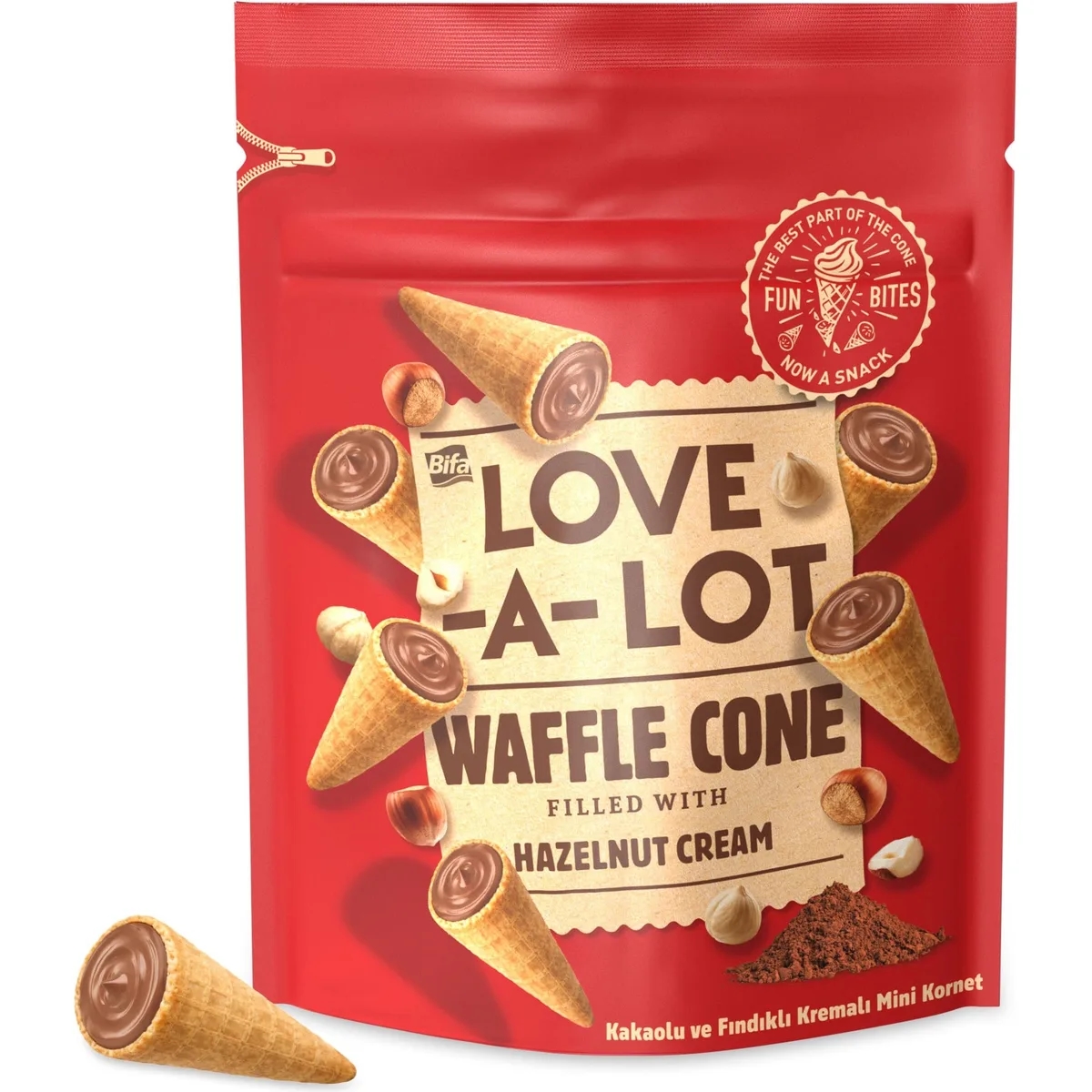 Napolitană Bifa Love-a-Lot cornet cu cremă 55 g — imaginea 2