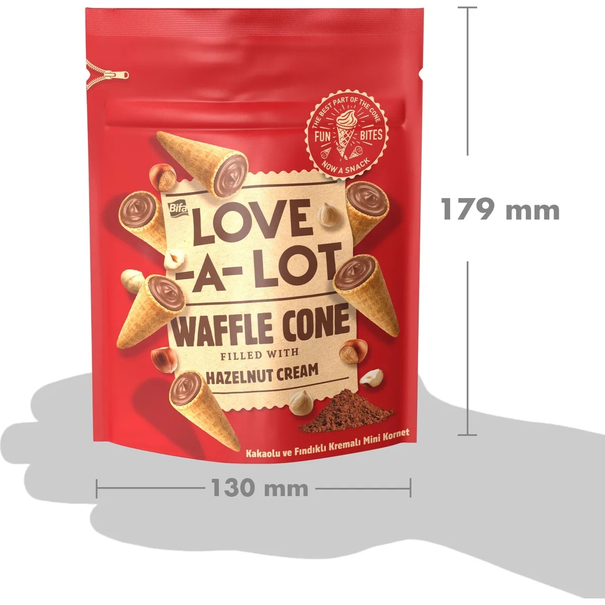 Napolitană Bifa Love-a-Lot cornet cu cremă 55 g — imaginea 3