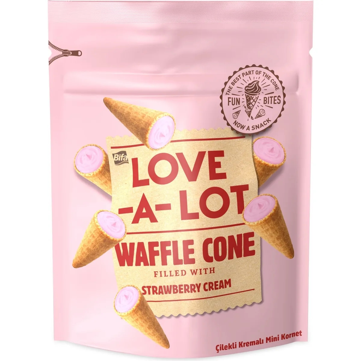 Napolitană Bifa Love-a-Lot cornet cu cremă 55 g — imaginea 4