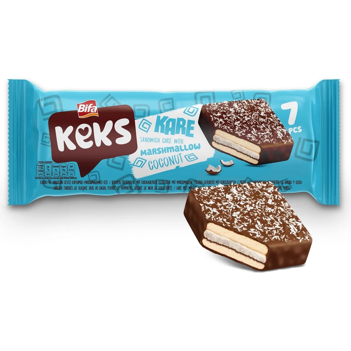 Prăjitură Bifa Keks cu bezea, glazură de ciocolată și cocos 175 g — imaginea 2